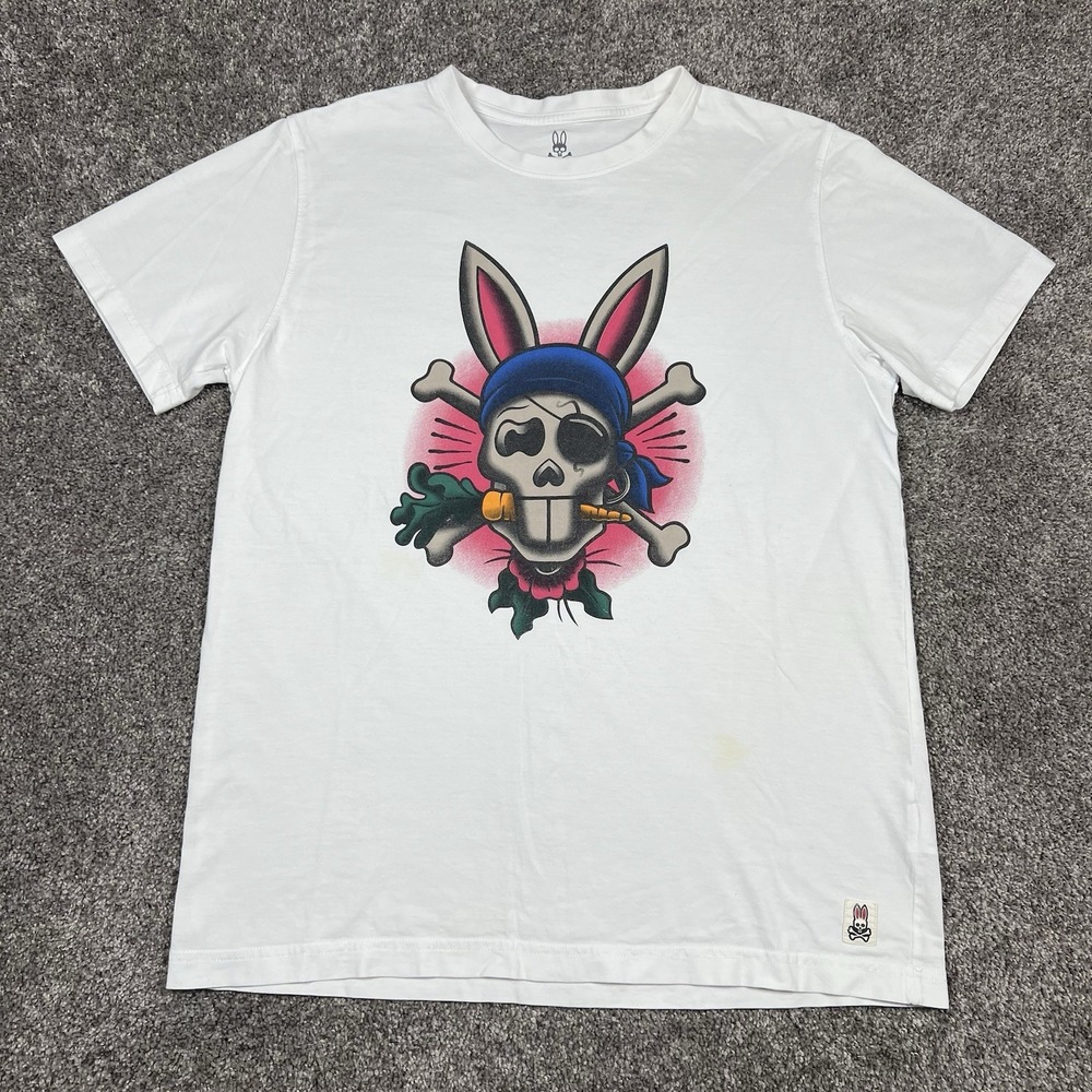Psycho Bunny Shirt Mens Sz 5 White Short Sleeve Crew Neck Outdoor Casual Small M